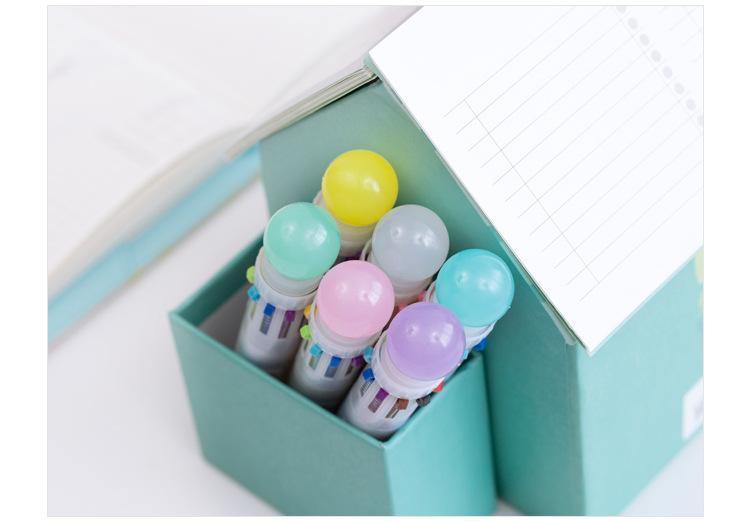 Planet Gates Cute Candy Color Multi 10 Color In One Set Ballpoint Pen Writing School Office Supplies Stationery