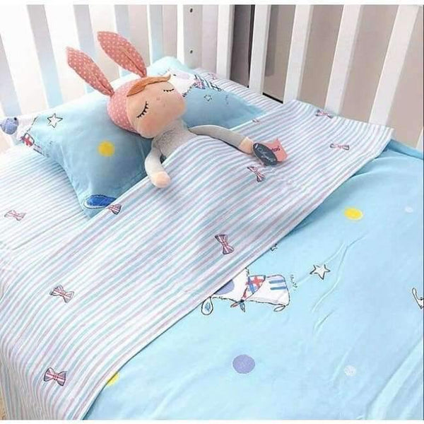 Planet Gates cute dog 3Pcs Baby Bedding Set Cotton Crib Sets Baby Cot Set Including Duvet Cover +Pillowcase +Flat Sheet Kindergarten bedding Sets