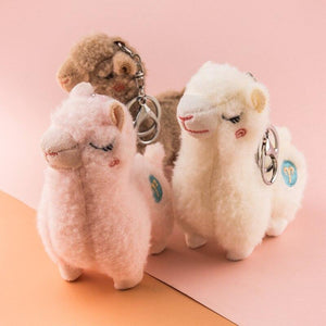 Planet Gates Cute mini alpaca smiling alpaca soft cotton animal plush stuffed doll toy keychain cartoon bag pendant kids girl birthday gift