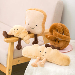 Planet Gates Cute Pretzel Crossant Toast Bread Food Plush Toy Stuffed Cartoon Boba Tea Baguette Poach Egg Decor Doll For Girl Kids Birthday