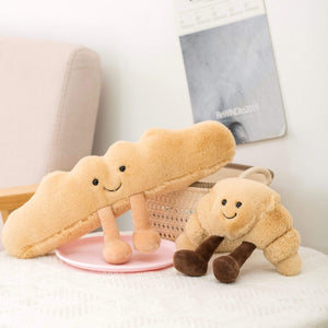 Planet Gates Cute Pretzel Crossant Toast Bread Food Plush Toy Stuffed Cartoon Boba Tea Baguette Poach Egg Decor Doll For Girl Kids Birthday