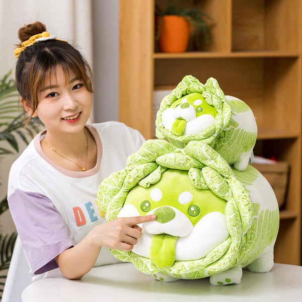 Planet Gates Cute Vegetable Fairy Plush Toys Japanese Cabbage Dog Fluffy Soft Shiba Inu Pillow Stuffed Animals Doll for Kids Baby Girls Gifts