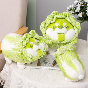 Planet Gates Cute Vegetable Fairy Plush Toys Japanese Cabbage Dog Fluffy Soft Shiba Inu Pillow Stuffed Animals Doll for Kids Baby Girls Gifts