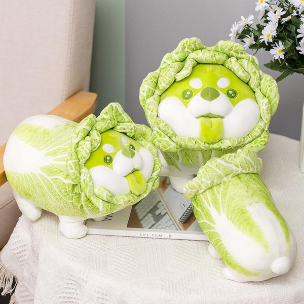 Planet Gates Cute Vegetable Fairy Plush Toys Japanese Cabbage Dog Fluffy Soft Shiba Inu Pillow Stuffed Animals Doll for Kids Baby Girls Gifts
