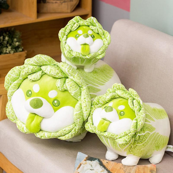 Planet Gates Cute Vegetable Fairy Plush Toys Japanese Cabbage Dog Fluffy Soft Shiba Inu Pillow Stuffed Animals Doll for Kids Baby Girls Gifts