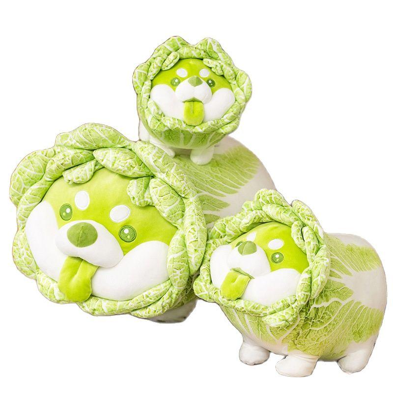 Planet Gates Cute Vegetable Fairy Plush Toys Japanese Cabbage Dog Fluffy Soft Shiba Inu Pillow Stuffed Animals Doll for Kids Baby Girls Gifts