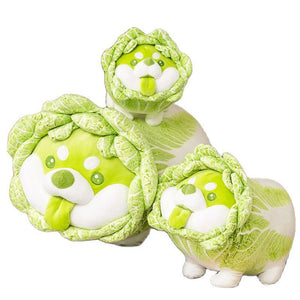 Planet Gates Cute Vegetable Fairy Plush Toys Japanese Cabbage Dog Fluffy Soft Shiba Inu Pillow Stuffed Animals Doll for Kids Baby Girls Gifts