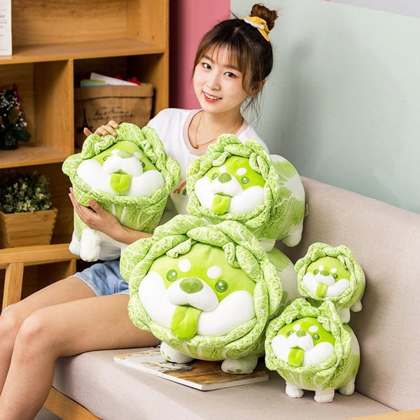 Planet Gates Cute Vegetable Fairy Plush Toys Japanese Cabbage Dog Fluffy Soft Shiba Inu Pillow Stuffed Animals Doll for Kids Baby Girls Gifts