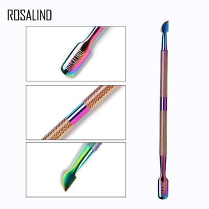 Planet Gates Cuticle Pusher 1PCS Rainbow Stainless Steel Cuticle Nail Art tools 2 Way Spoon Pusher Remover Tools Pedicure Manicure