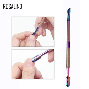 Planet Gates Cuticle Pusher 1PCS Rainbow Stainless Steel Cuticle Nail Art tools 2 Way Spoon Pusher Remover Tools Pedicure Manicure