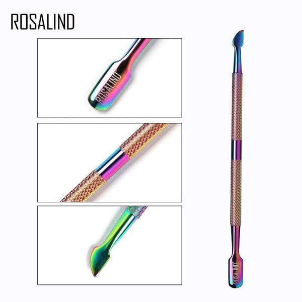 Planet Gates Cuticle Pusher 1PCS Rainbow Stainless Steel Cuticle Nail Art tools 2 Way Spoon Pusher Remover Tools Pedicure Manicure