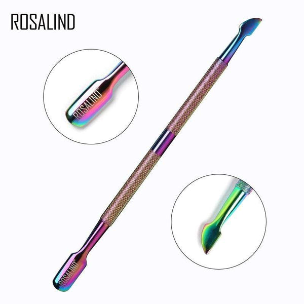Planet Gates Cuticle Pusher 1PCS Rainbow Stainless Steel Cuticle Nail Art tools 2 Way Spoon Pusher Remover Tools Pedicure Manicure