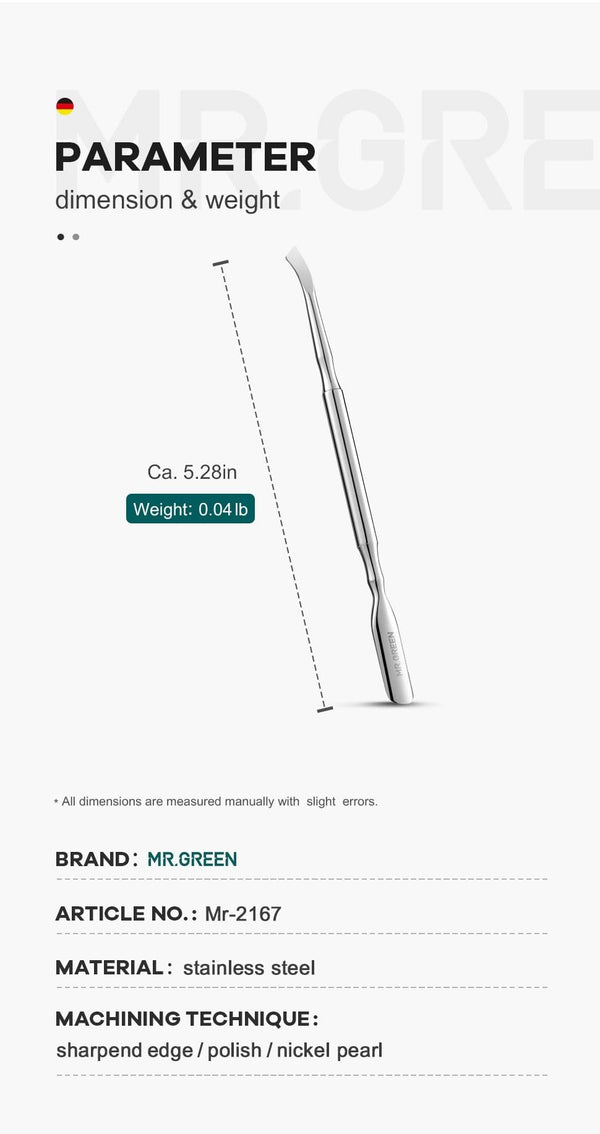 Planet Gates Cuticle Pusher and Spoon Nail Cleaner Remover Cutter Durable Manicure Pedicure Tool Polish Fingernails and Toenails