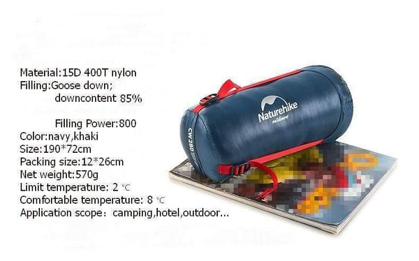 Planet Gates CW280 navy W pillow Outdoor Envelope 85% Goose Down Sleeping Bag Waterproof Ultralight Sleeping Bags Winter Camping Splicing