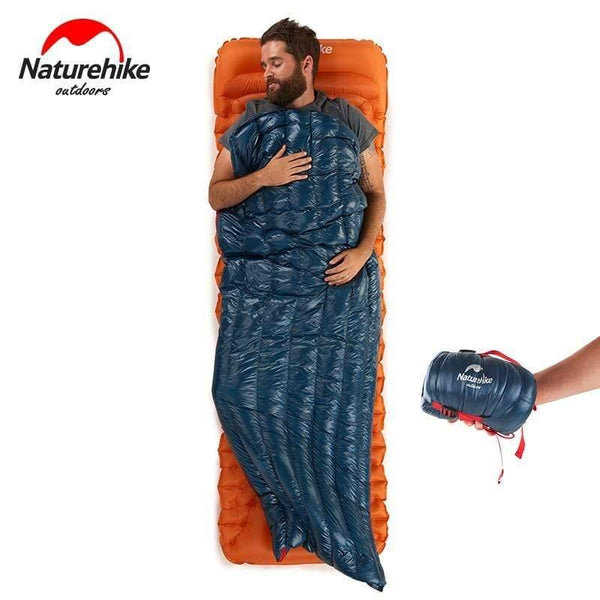 Planet Gates CW280 navy W pillow Outdoor Envelope 85% Goose Down Sleeping Bag Waterproof Ultralight Sleeping Bags Winter Camping Splicing