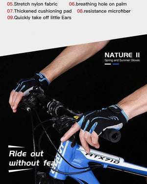 Planet Gates Cycling Anti-slip Anti-sweat Men Women Half Finger Gloves Breathable Anti-shock Sports Gloves MTB Bike Bicycle Glove