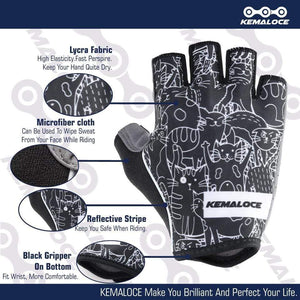 Planet Gates Cycling Gloves Men Women Road Racing Half Finger Summer Mittens Non-Slip Reflective Outdoor Sport Adult MTB Bike Glove