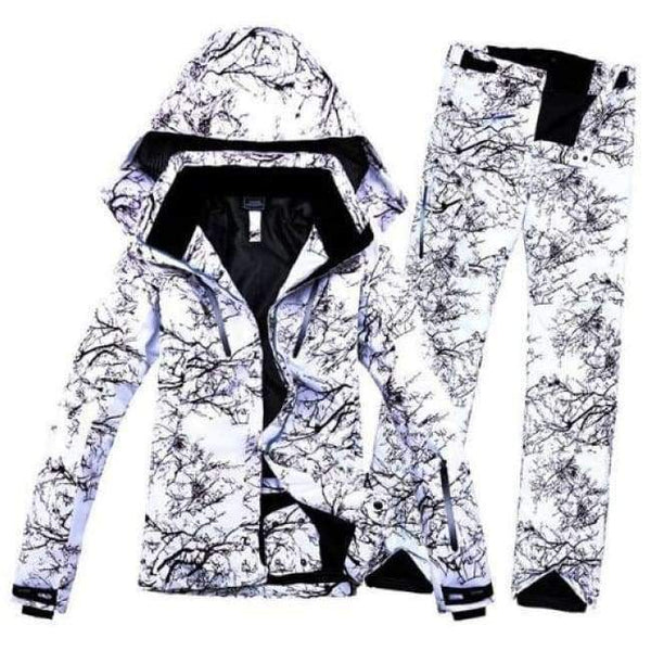 Planet Gates Cypress twig / S Women Ski Suit Snowboard Ski Jacket+Pants Windproof Waterproof Thicken Thermal Outdoor Sport Wear Winter Impression