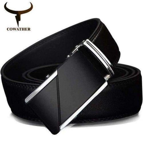 Planet Gates CZ025 / 110cm COWATHER COW genuine Leather Belts for Men High Quality Male Brand Automatic Ratchet Buckle belt 1.25" 35mm Wide 110-130cm long