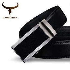 Planet Gates CZ025 / 110cm COWATHER COW genuine Leather Belts for Men High Quality Male Brand Automatic Ratchet Buckle belt 1.25" 35mm Wide 110-130cm long