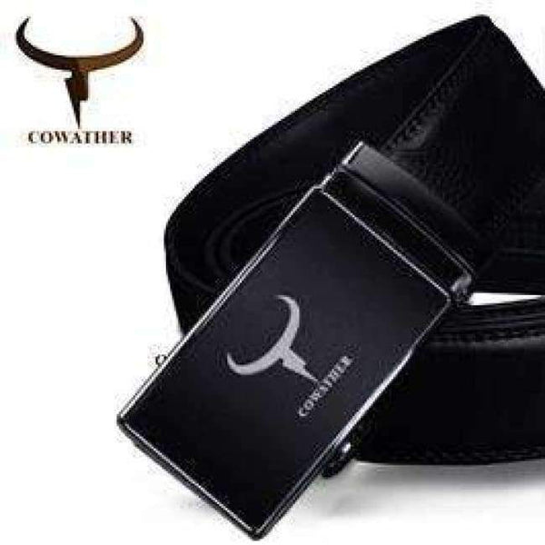 Planet Gates CZ025 / 110cm COWATHER COW genuine Leather Belts for Men High Quality Male Brand Automatic Ratchet Buckle belt 1.25" 35mm Wide 110-130cm long