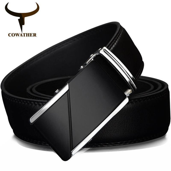 Planet Gates CZ025 / 110cm Leather Belts for Men High Quality Male Brand Automatic Ratchet Buckle belt 1.25" 35mm Wide 110-130cm long