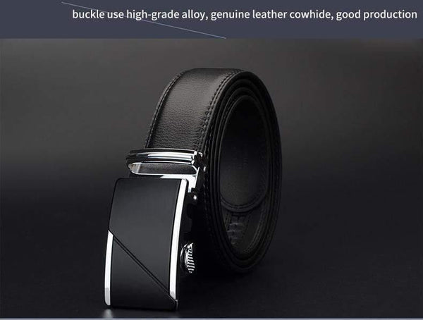 Planet Gates CZ025 / 110cm Leather Belts for Men High Quality Male Brand Automatic Ratchet Buckle belt 1.25" 35mm Wide 110-130cm long