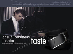 Planet Gates CZ025 / 110cm Leather Belts for Men High Quality Male Brand Automatic Ratchet Buckle belt 1.25" 35mm Wide 110-130cm long