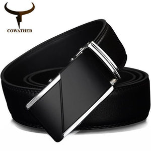 Planet Gates CZ025 / 110cm Leather Belts for Men High Quality Male Brand Automatic Ratchet Buckle belt 1.25" 35mm Wide 110-130cm long