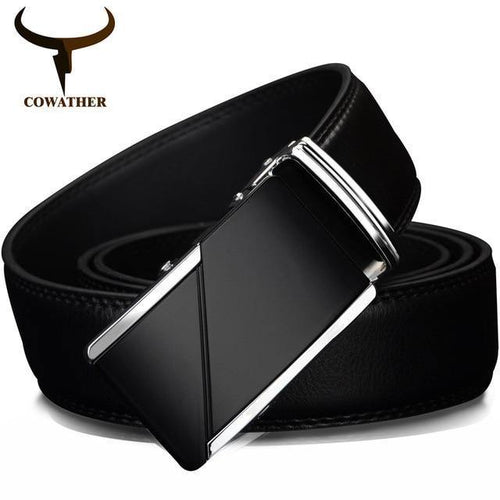 Planet Gates CZ025 / 110cm Leather Belts for Men High Quality Male Brand Automatic Ratchet Buckle belt 1.25" 35mm Wide 110-130cm long