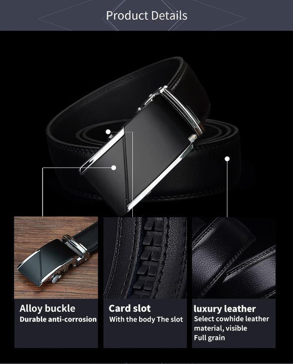 Planet Gates CZ025 / 110cm Leather Belts for Men High Quality Male Brand Automatic Ratchet Buckle belt 1.25" 35mm Wide 110-130cm long