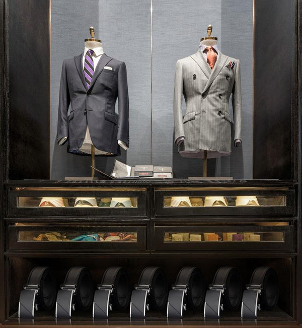 Planet Gates CZ025 / 110cm Leather Belts for Men High Quality Male Brand Automatic Ratchet Buckle belt 1.25" 35mm Wide 110-130cm long