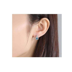Planet Gates CZCITY Blue Topza Earrings for Women 925 Sterling Silver Tiny CZ Paved Clip Earrings Fine Jewelry Gift Boucle D Oreille SE0105