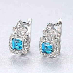 Planet Gates CZCITY Blue Topza Earrings for Women 925 Sterling Silver Tiny CZ Paved Clip Earrings Fine Jewelry Gift Boucle D Oreille SE0105