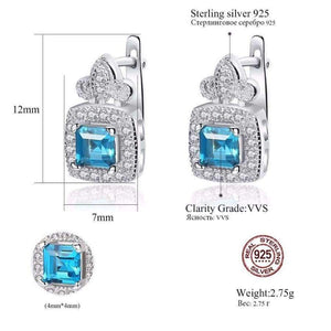Planet Gates CZCITY Blue Topza Earrings for Women 925 Sterling Silver Tiny CZ Paved Clip Earrings Fine Jewelry Gift Boucle D Oreille SE0105