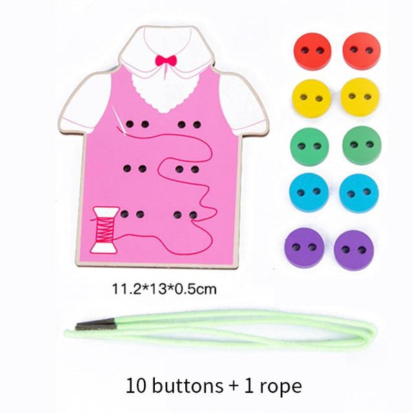 Planet Gates D 1set children's fun montessori learn basic life skills teaching aids clothes threading button sewing board game educational toys