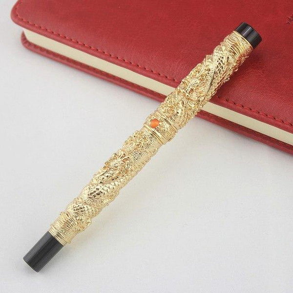 Planet Gates D 41 COPPER ROLLER BALL PEN WITH DRAGON EMBOSSMENT CRYSTAL FREE SHIPPING