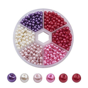 Planet Gates D 650pcs/Box 4mm Pearlized Round Beads Mixed Color Glass Pearl Bead Sets for Jewelry Making DIY necklace bracelet Hole: 1mm