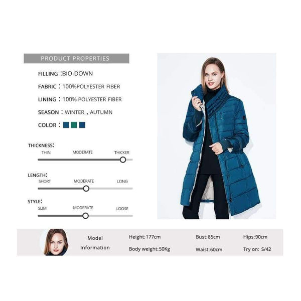 Planet Gates D blue / L Winter jacket women free scarf Slim Coats Female Warm Parka thick Outwear soft bio down Padded Regular long jackets