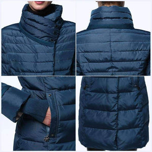Planet Gates D blue / L Winter jacket women free scarf Slim Coats Female Warm Parka thick Outwear soft bio down Padded Regular long jackets