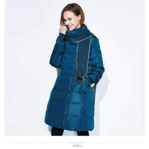 Planet Gates D blue / L Winter jacket women free scarf Slim Coats Female Warm Parka thick Outwear soft bio down Padded Regular long jackets