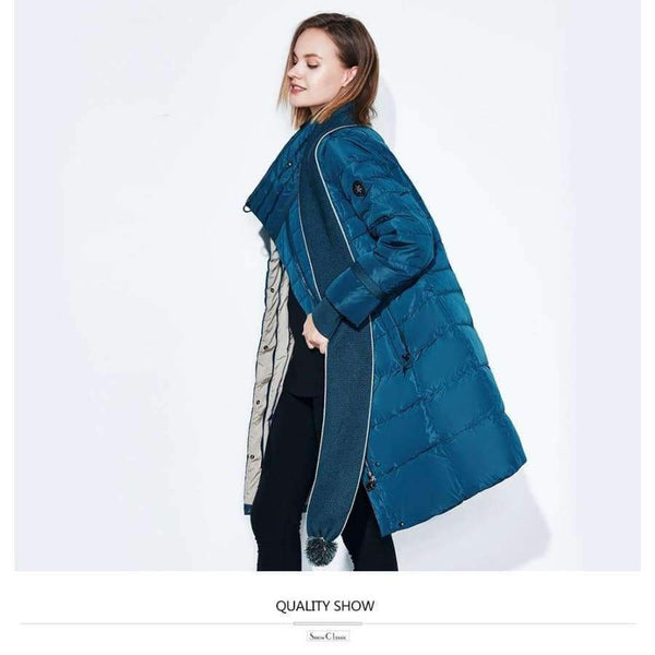 Planet Gates D blue / L Winter jacket women free scarf Slim Coats Female Warm Parka thick Outwear soft bio down Padded Regular long jackets