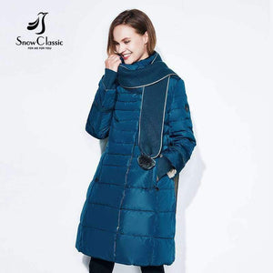 Planet Gates D blue / L Winter jacket women free scarf Slim Coats Female Warm Parka thick Outwear soft bio down Padded Regular long jackets