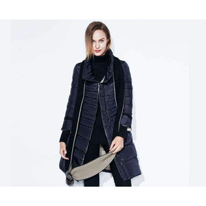 Planet Gates D blue / L Winter jacket women free scarf Slim Coats Female Warm Parka thick Outwear soft bio down Padded Regular long jackets