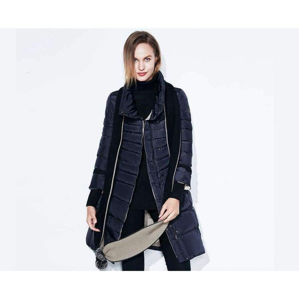 Planet Gates D blue / L Winter jacket women free scarf Slim Coats Female Warm Parka thick Outwear soft bio down Padded Regular long jackets