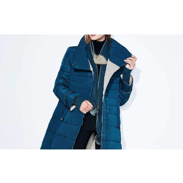 Planet Gates D blue / L Winter jacket women free scarf Slim Coats Female Warm Parka thick Outwear soft bio down Padded Regular long jackets