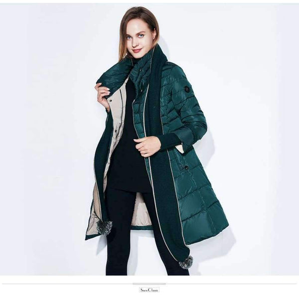 Planet Gates D blue / L Winter jacket women free scarf Slim Coats Female Warm Parka thick Outwear soft bio down Padded Regular long jackets