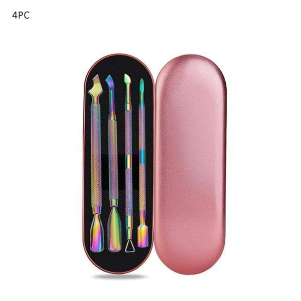 Planet Gates D Multi-Type Rainbow Stainless Steel Nail Art Tools Cuticle Pusher Dead Skin Fork Gel Remover Nipper Tweezer Pedicure Manicure Set