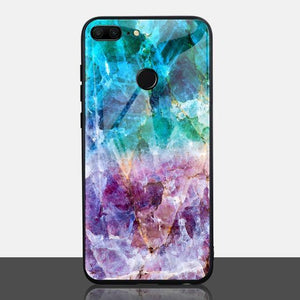 Planet Gates D style / P20 Lite TOMKAS Agate Marble Phone Case for Huawei P20 Lite Case on Honor 9 Lite Soft Edge PC+Glass Back Cover Case on for Huawei P Smart