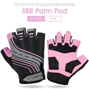 Planet Gates D  Style Pink / L Cycling Gloves Half Finger Anti Slip Shockproof Bike Gloves Gel Pad Summer Women Men Sports MTB Road Bicycle Gloves